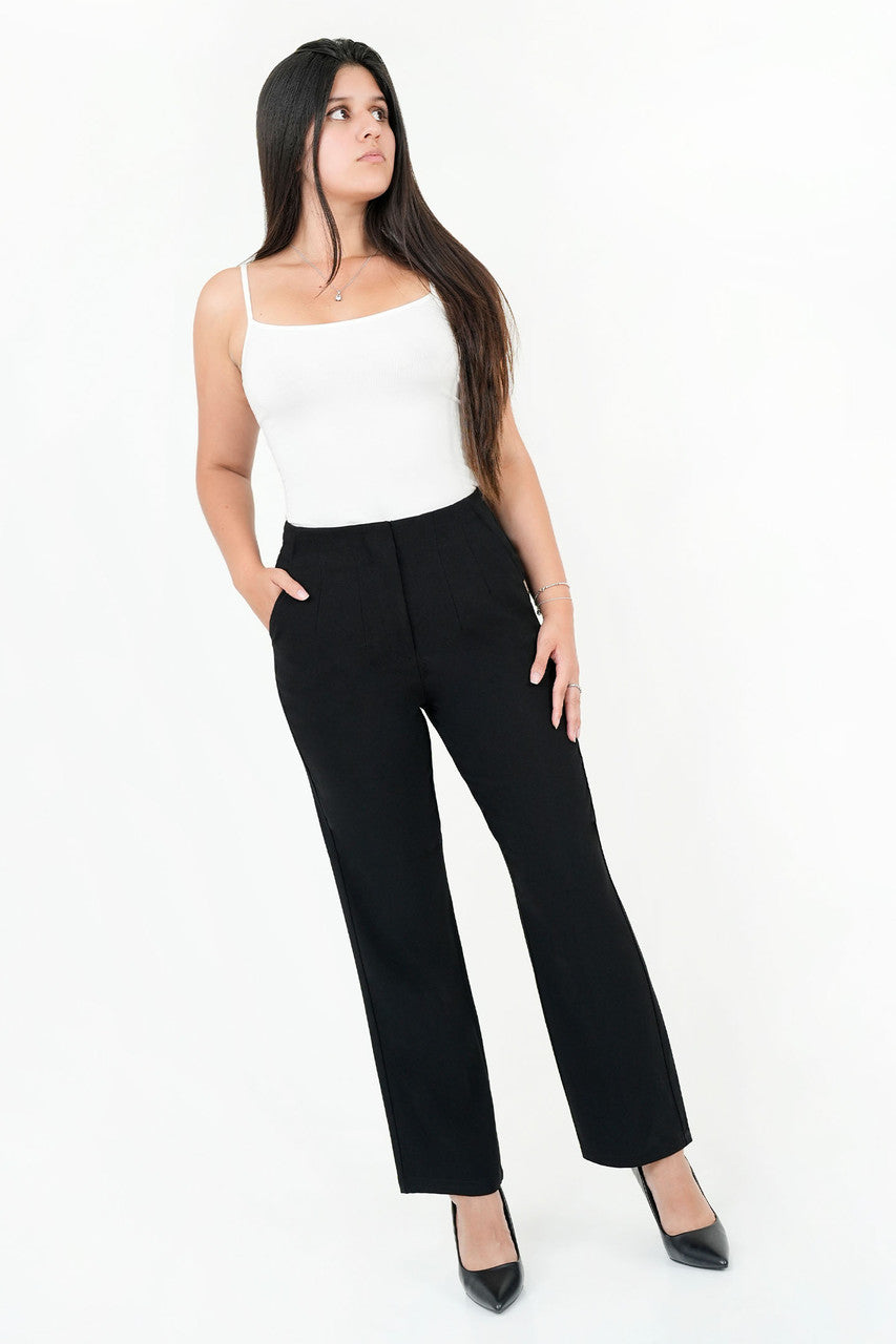 Pantalón Tela Verona con Pinzas y Bolsillos Laterales