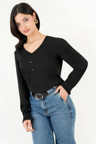 Blusa Manga Larga Escote V