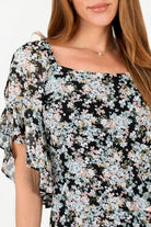 Blusa Manga 3/4 Gasa Estampada Escote Redondo