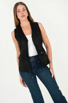 Chaleco Suede con Cremallera y Escote V