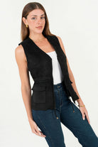 Chaleco Suede con Cremallera y Escote V