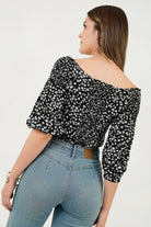 Blusa Manga 3/4 Ghaia Estampada con Escote Bote