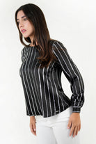 Blusa Manga Larga Satin Estampado