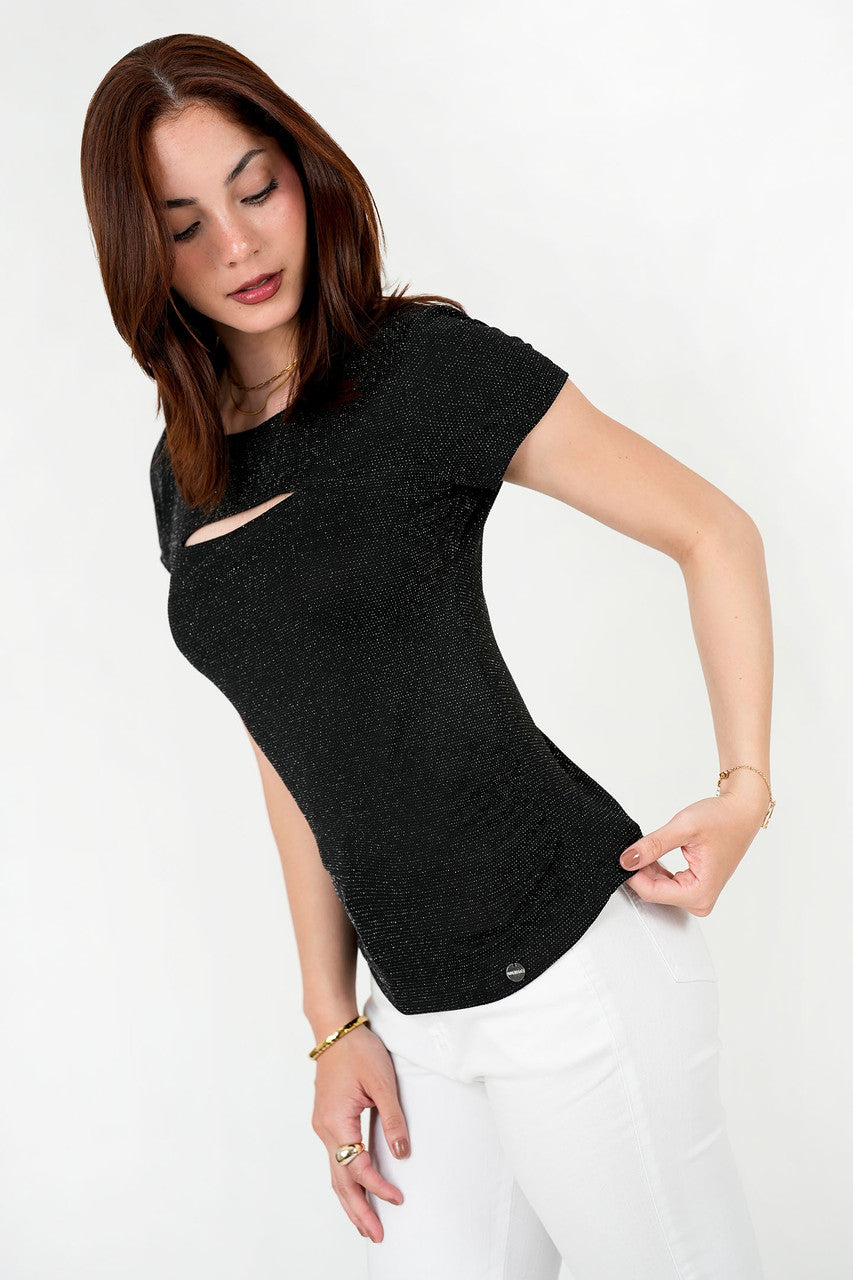 Polo Escuba Crepé Lurex con Abertura Ojal