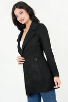 Chaqueta Larga Rústica Suede con Solapa y Cuello Sport