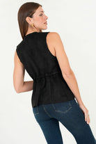 Chaleco Suede con Cremallera y Escote V