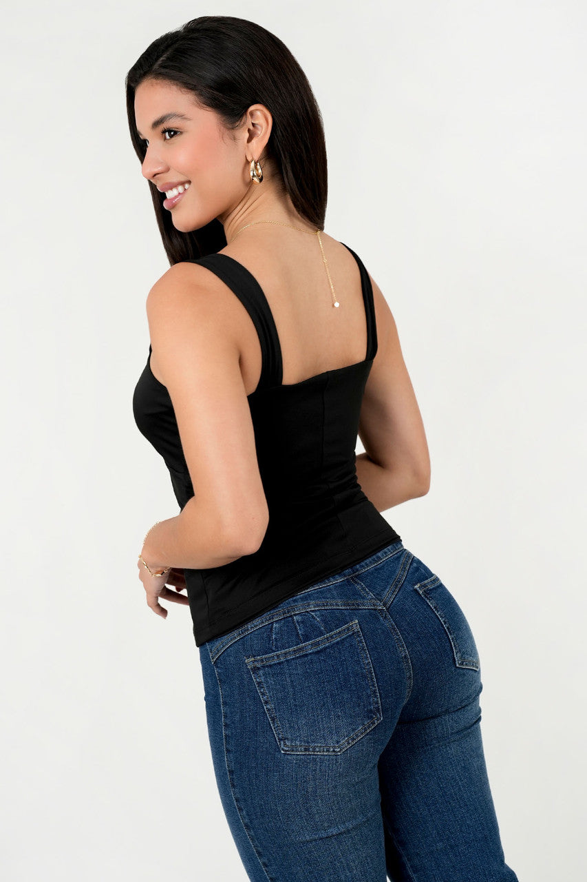 Top Licra Spandex Tira Ancha Escote Cuadrado Corset
