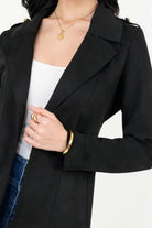 Chaqueta Larga Rústica Suede con Solapa y Cuello Sport