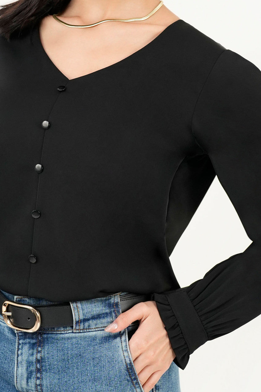 Blusa Manga Larga Escote V