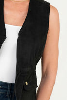 Chaleco Suede con Cremallera y Escote V