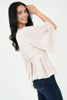 Blusa Manga 3/4 Seda Hindu Brocado Escote V con Lazo en Espalda