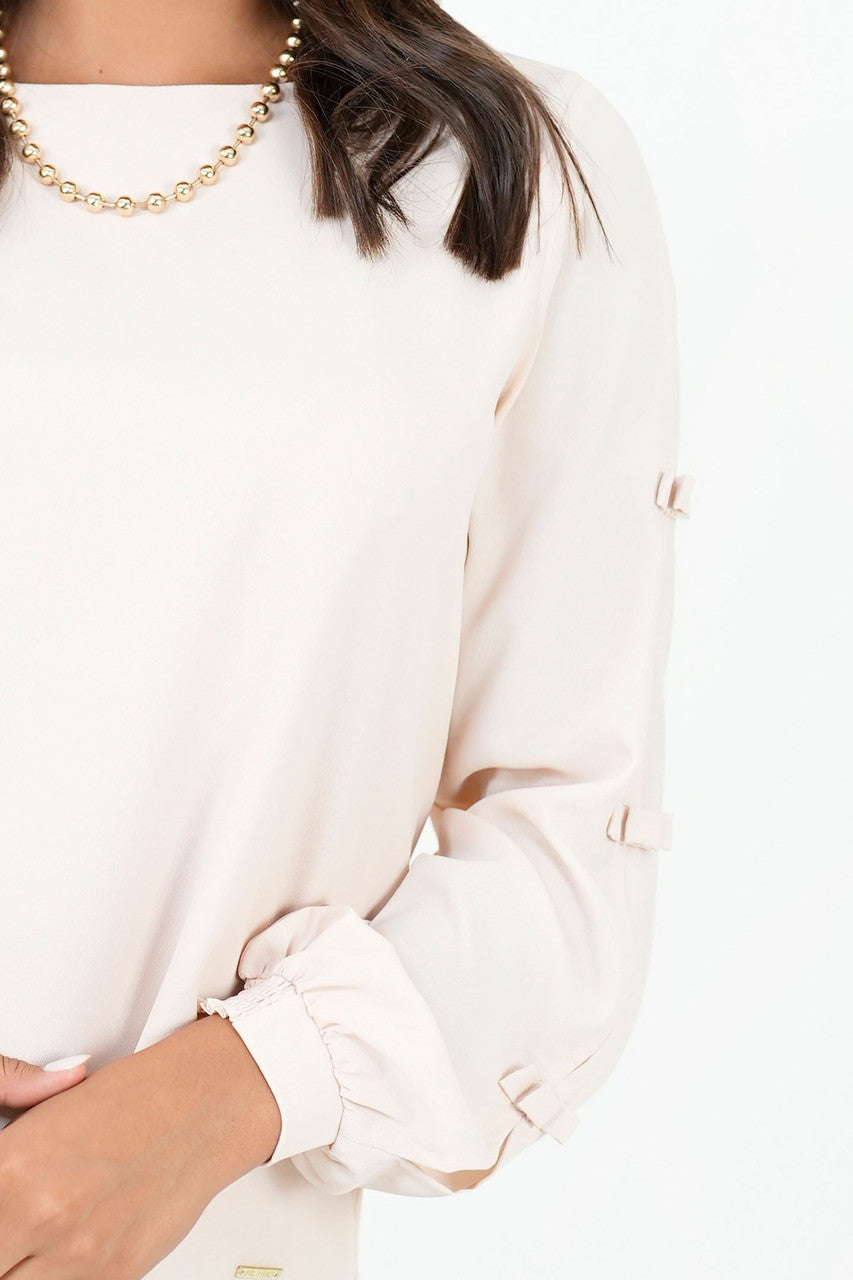 Blusa Manga Larga Gasa Crepe Escote Ojal