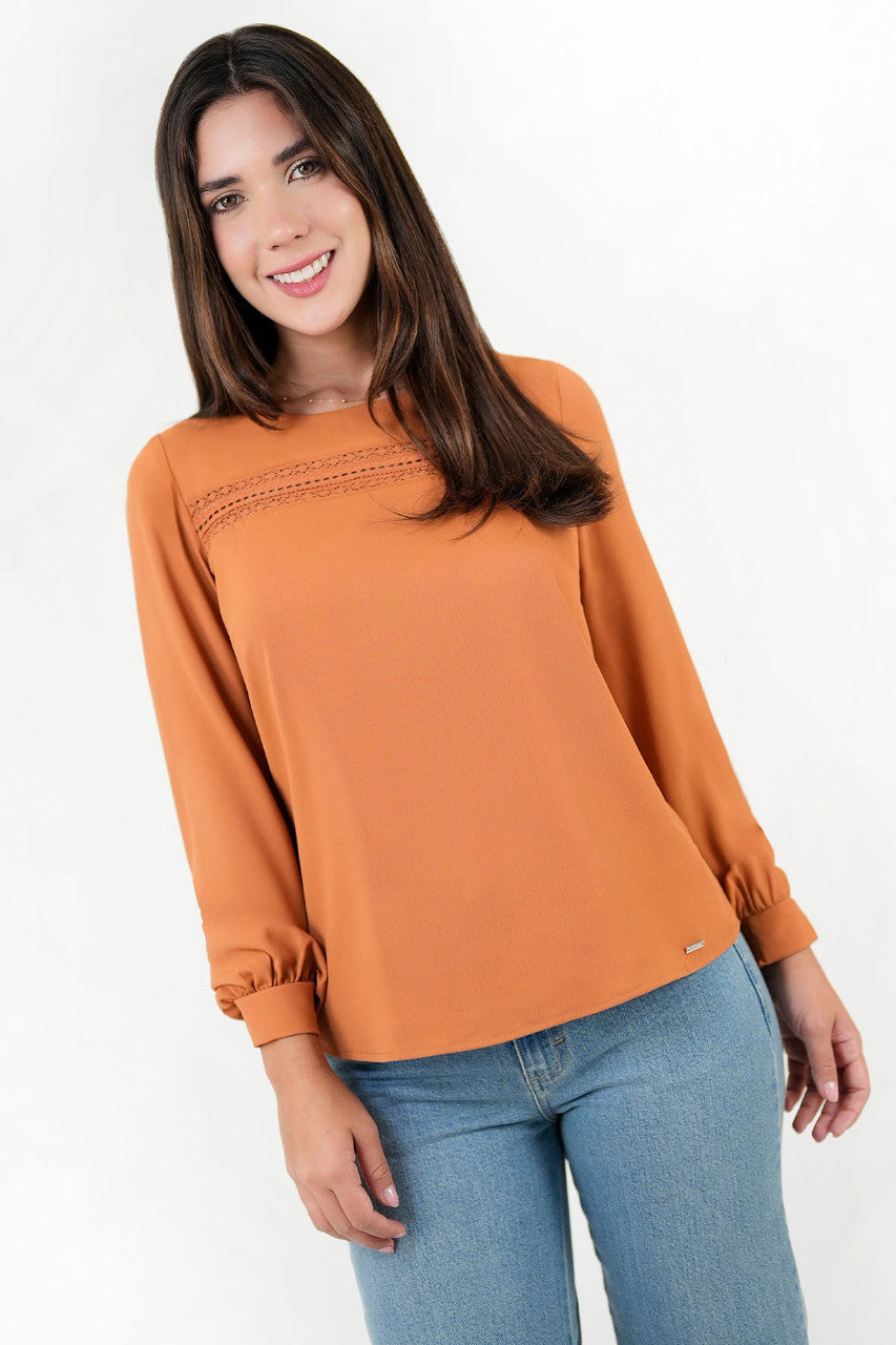 Blusa Manga Larga Gasa Crepe