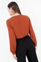 Blusa manga larga en tela Hindu