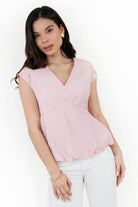 Blusa Manga Corta Seda Bali Manga Tulipán