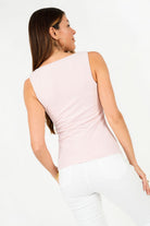 Polo Viscosa Lurex Escote V con Drapeado