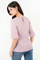 Blusa Manga 3/4 Seda Satinada Escote Ojal