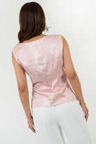 Blusa Escote Caída de Agua con Recogido Lateral