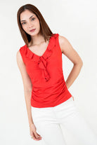 Polo Licra Spandex Escote V con Ruffle