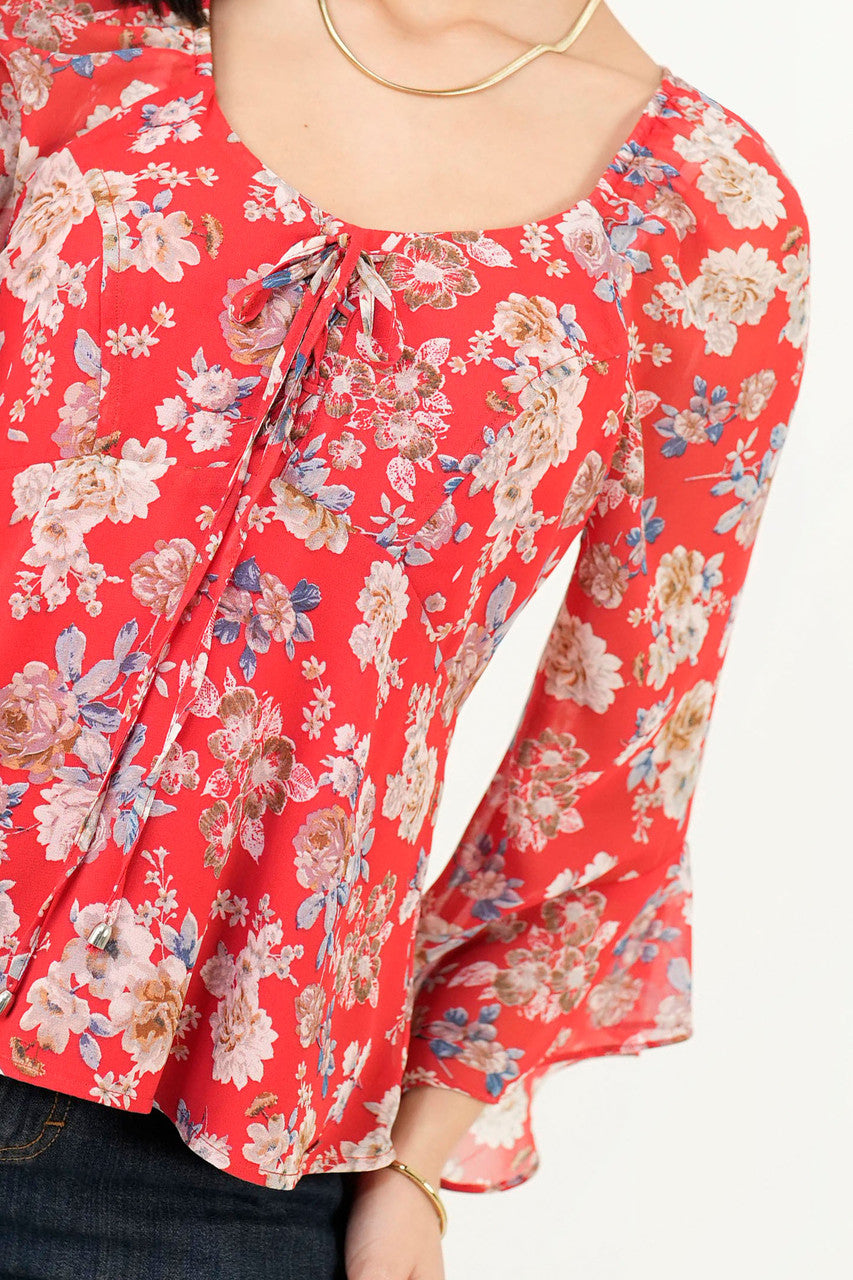 Blusa Escote Redondo Manga 3/4 Acampanada