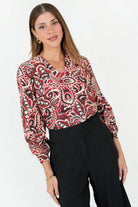 Blusa Manga Larga Abullonada Rayon Estampado
