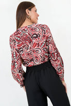 Blusa Manga Larga Abullonada Rayon Estampado