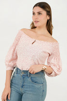 Blusa Manga 3/4 Ghaia Estampada con Escote Bote