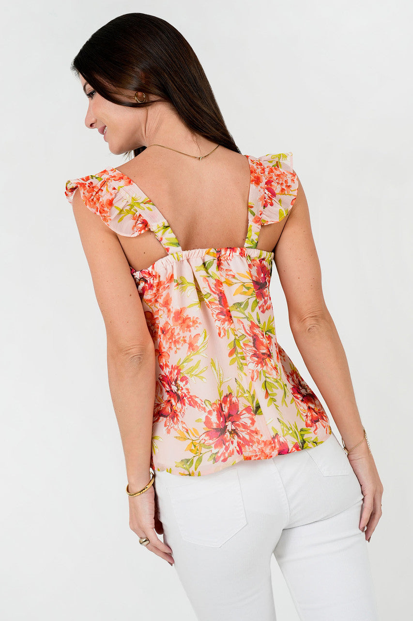 Top Gasa Estampada Alita Escote Semi Corazón