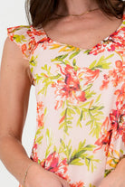 Top Gasa Estampada Alita Escote Semi Corazón