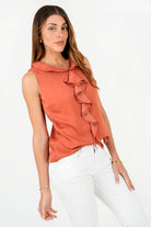Blusa Satín Crepé Cuello BB con Cascada
