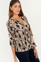Blusa manga 3/4 Blusa Clásica en Lino Italiano