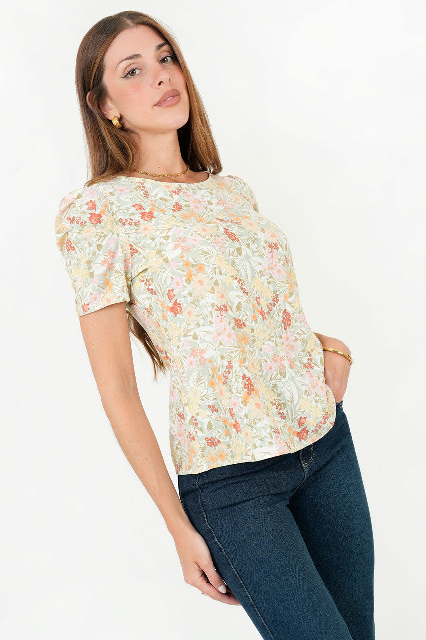 Blusa Vienna Lino Manga Princesa Escote Ojal
