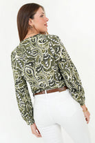 Blusa Manga Larga Abullonada Rayon Estampado