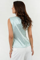 Blusa Escote Caída de Agua con Recogido Lateral