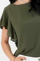Blusa Gasa Hindú Manga Mariposa Escote Ojal