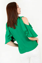 Blusa Gasa Crepé Escote V con Ruffle
