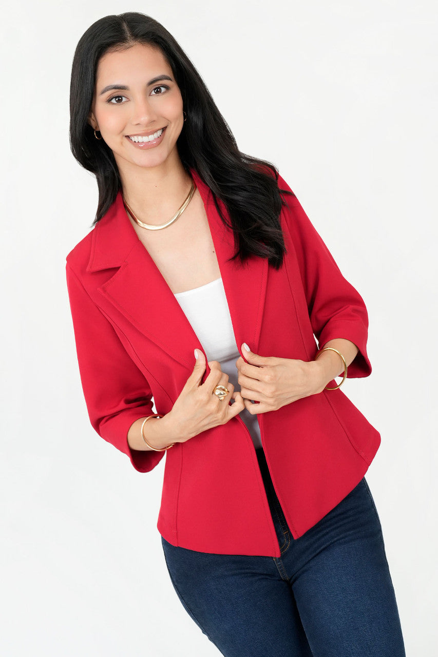 Chaqueta Manga 3/4 con Solapa de Muesca