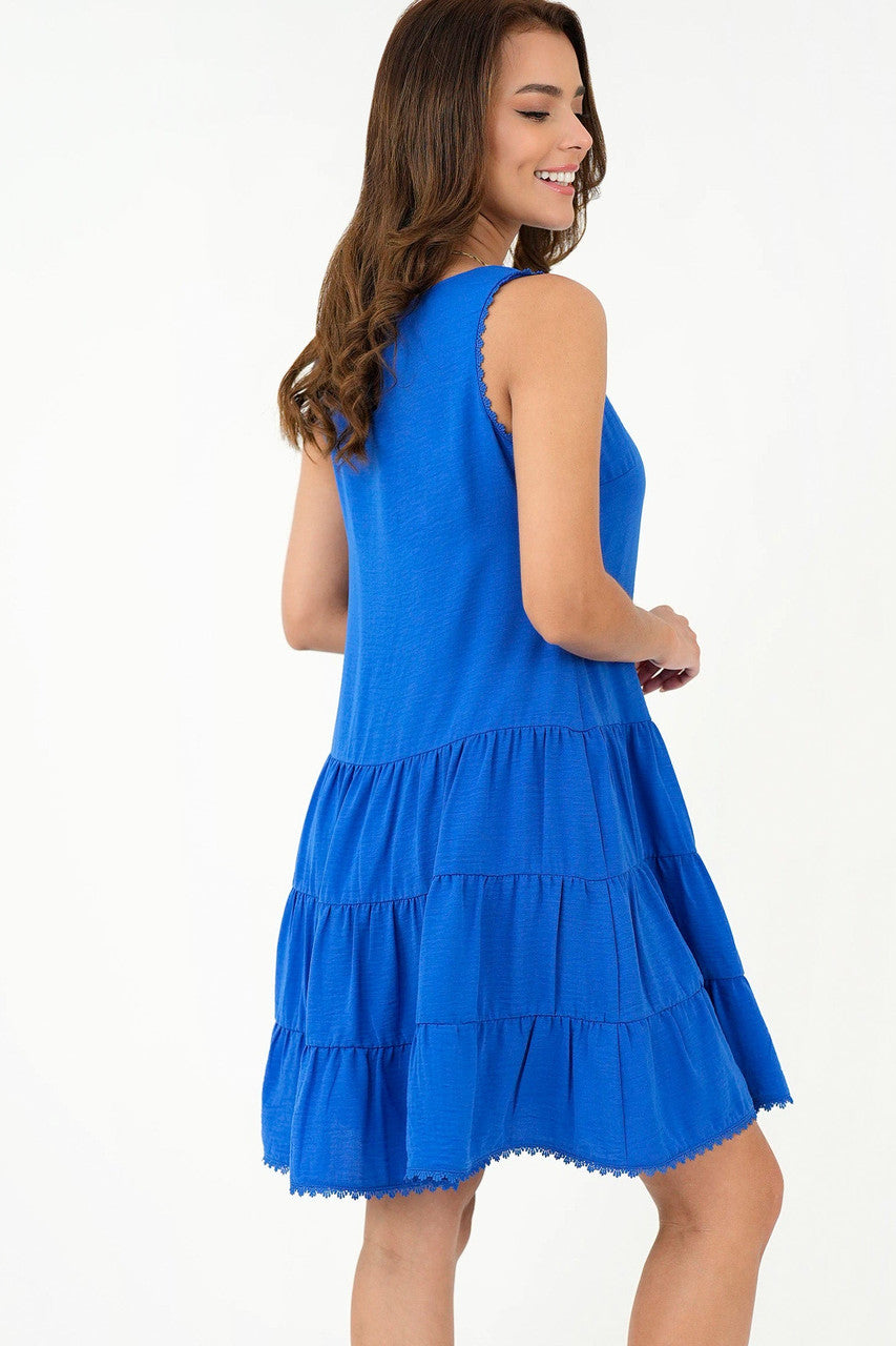 Vestido Manga Cero Escote Ojal