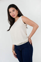 Blusa Gasa Motas con Pretina Abuchonada