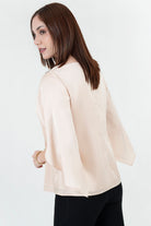 Blusa Seda Satín Manga Tulipán