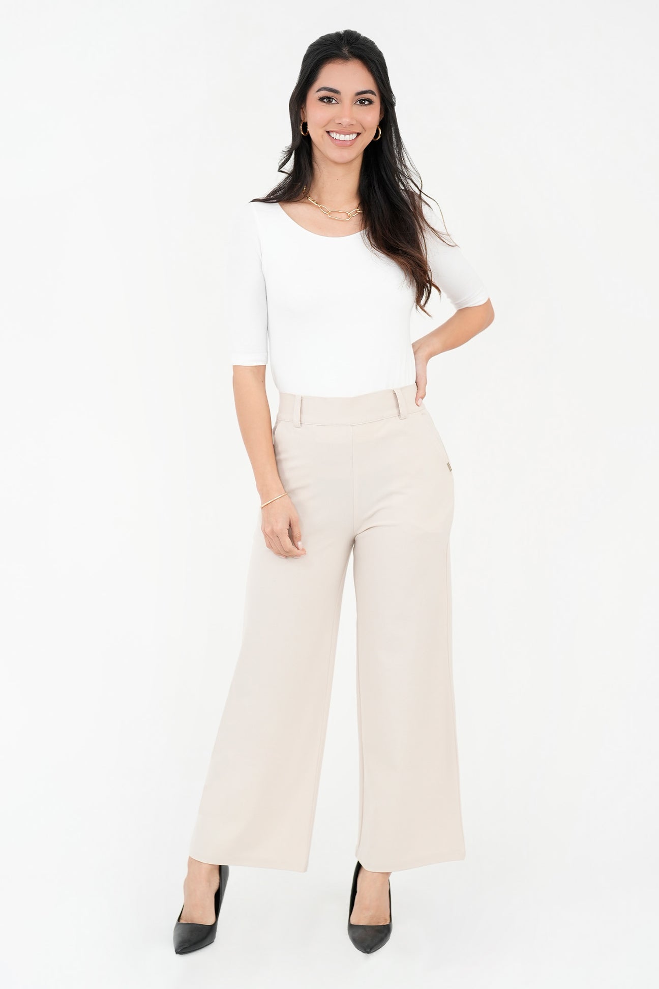 Pantalon Palazzo Pretina Elasticada