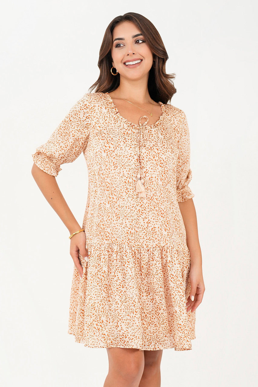 Vestido manga 3/4 escote redondo