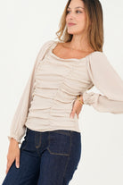 Blusa manga larga Corpiño drapeado