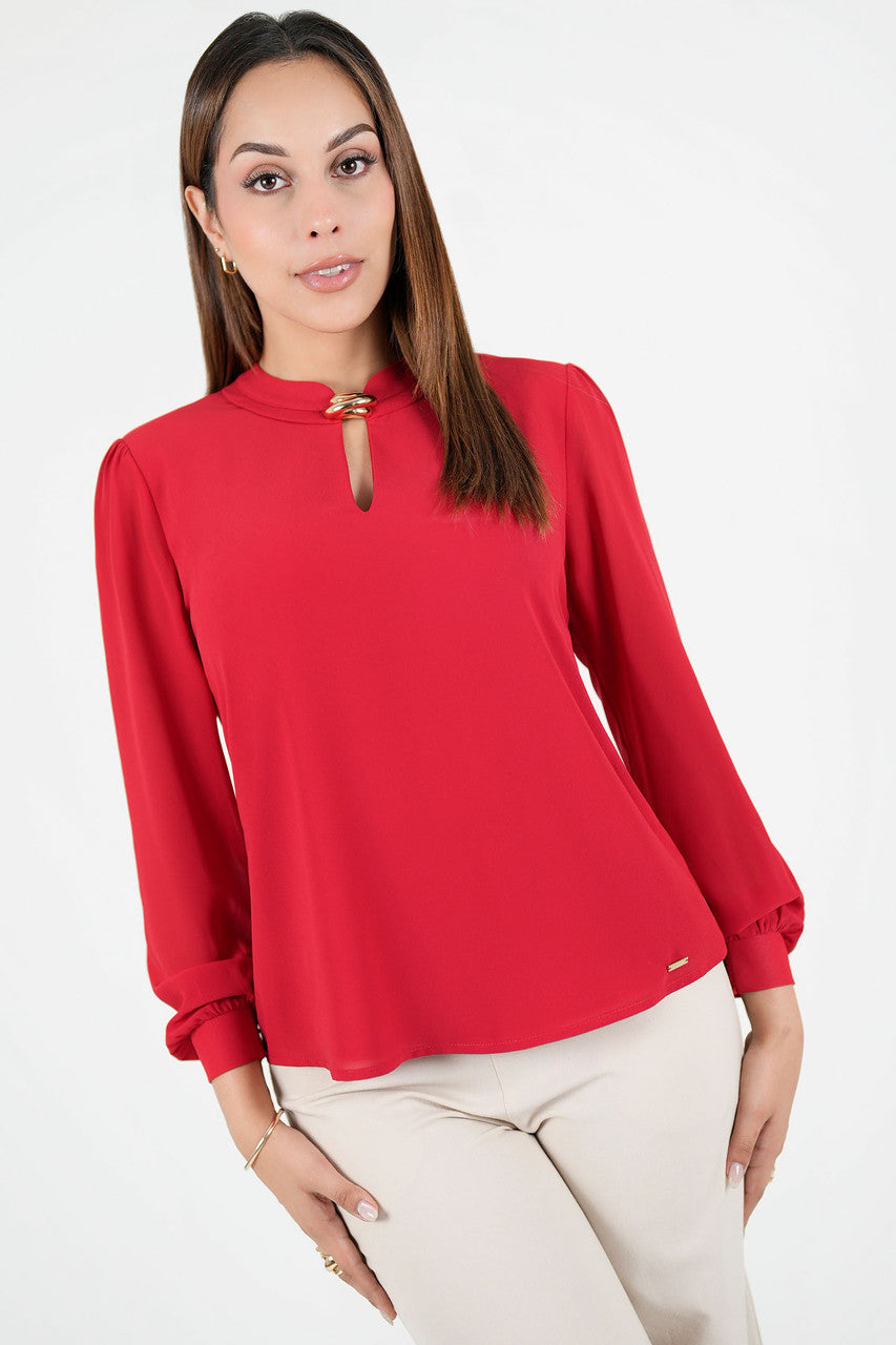 Blusa manga larga con cuello neru