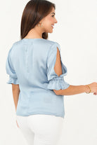 Blusa manga 3/4 manga con ruffle