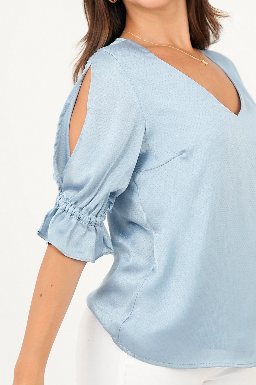 Blusa manga 3/4 manga con ruffle