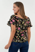 Blusa Manga Corta Off Shoulder Bolillo Calado