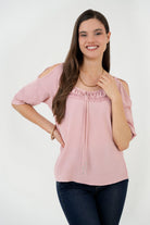 Blusa Manga 3/4 Canesú Bolillo Calado