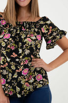 Blusa Manga Corta Off Shoulder Bolillo Calado