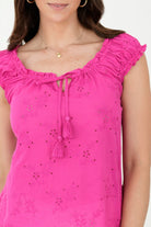 Blusa Manguita Abuchonada con Escote Redondo